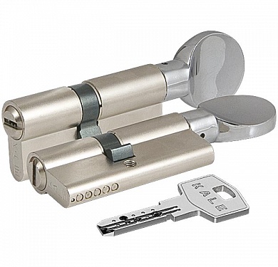 Картинка Цилиндровый механизм с вертушкой KALE KILIT 164 BM/80 (35+10+35) mm никель 5 кл.